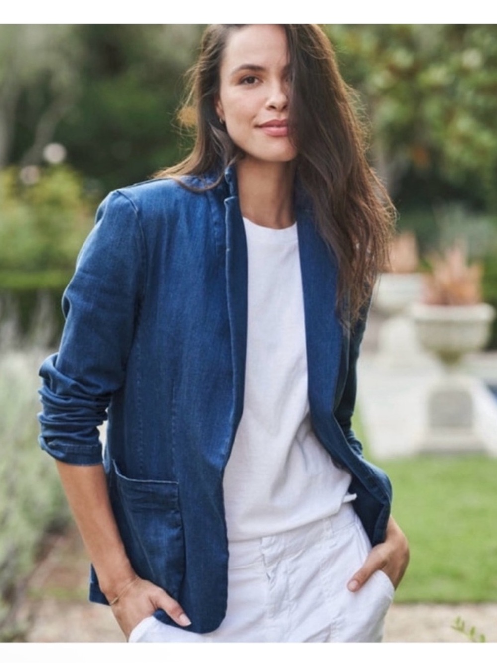 Frank & Eileen Dublin Tailored Blazer Italian Performance Denim Blue Size Large